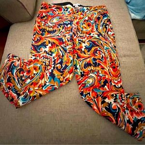 Ladies size 16, multi-color stretch pull-on pants, ankle length